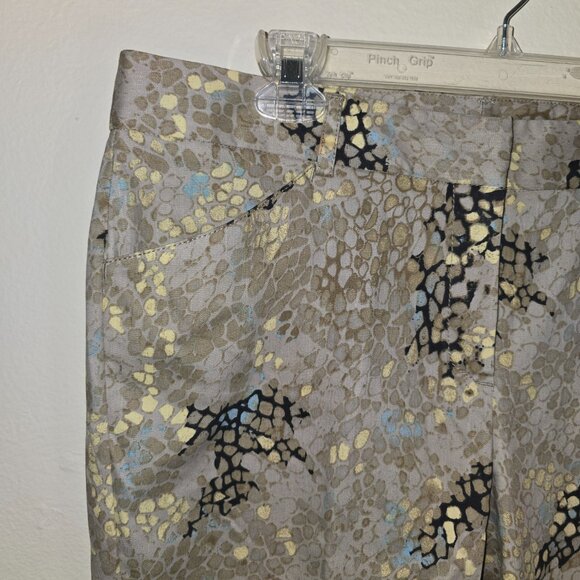 Larry Levine Snakeskin Print Trousers Grey Black Stretch Cotton Pants Size 12 - Picture 4 of 16